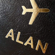 Personalised Gold Name Black Passport Holder - Myhappymoments.co.uk