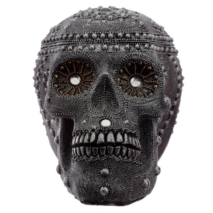 Silver Beaded Skull Head Large Ornament