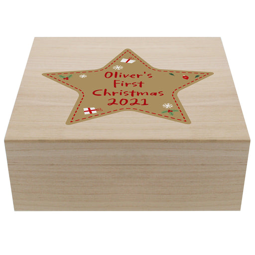 Personalised Baby’s First Christmas Large Wooden Keepsake Eve Box