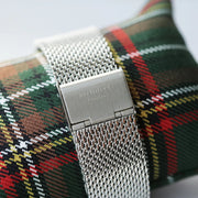 Personalised Men's Architect Minimalist Watch With Steel Silver Mesh Strap