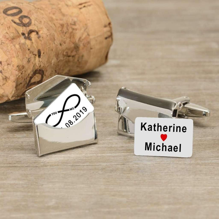 Personalised You And Me Infinity Envelope Cufflinks - Myhappymoments.co.uk