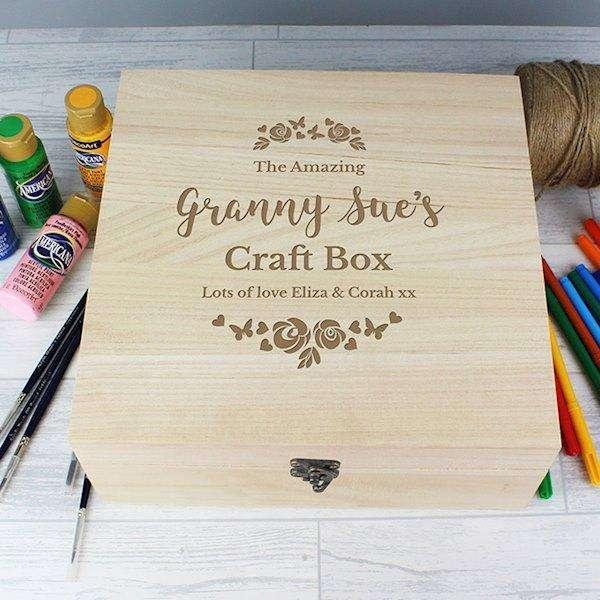 Personalised Floral Any Role Large Wooden Keepsake Box - Myhappymoments.co.uk