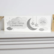 Personalised New Baby Moon & Stars Wooden Block Nursery Sign - Myhappymoments.co.uk