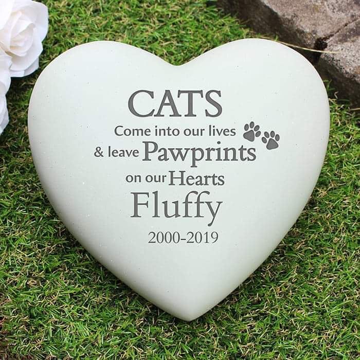 Personalised Cat Pawprints Heart Memorial - Myhappymoments.co.uk
