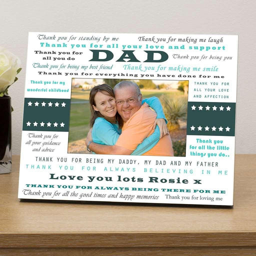 Personalised Thank You Dad Photo Frame Wooden 6x4 - Myhappymoments.co.uk