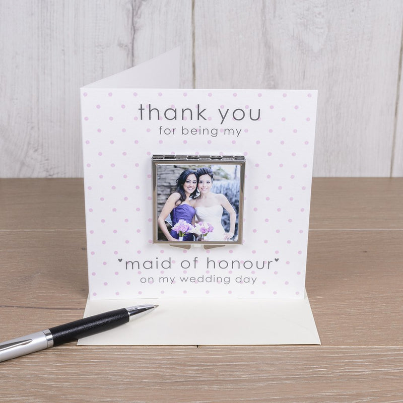 Thank You For Being My ( Bridesmaid Maid Of Honour Flower Girl ) Photo Compact Mirror Card - Myhappymoments.co.uk