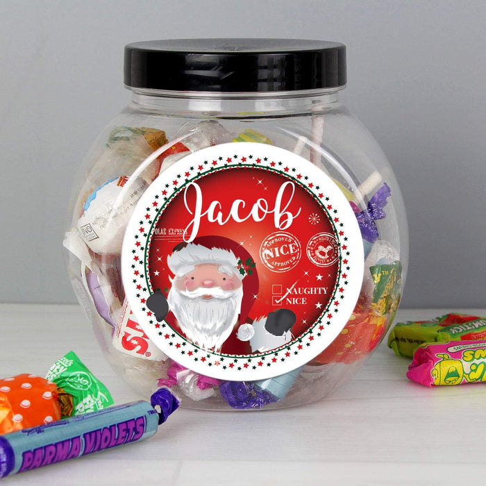 Personalised Santa Nice list Christmas Sweet Jar