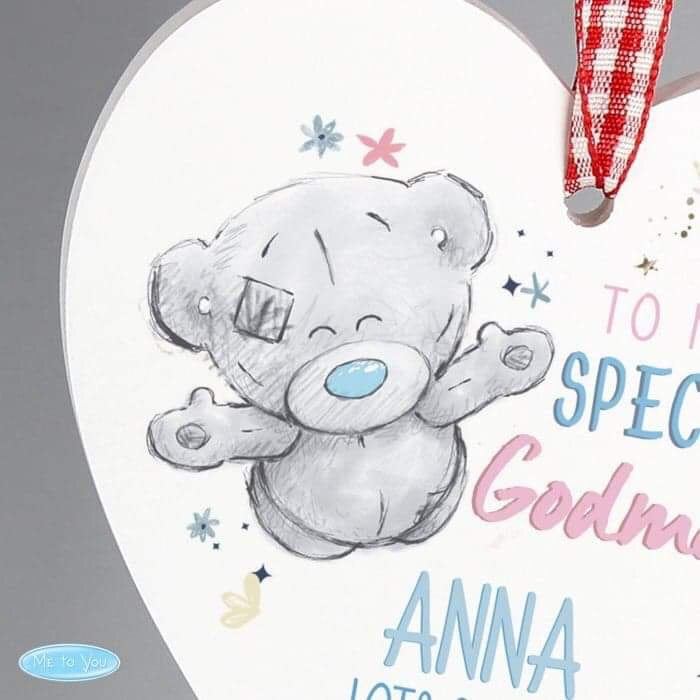 Personalised Me to You Godmother Wooden Heart Decoration - Myhappymoments.co.uk