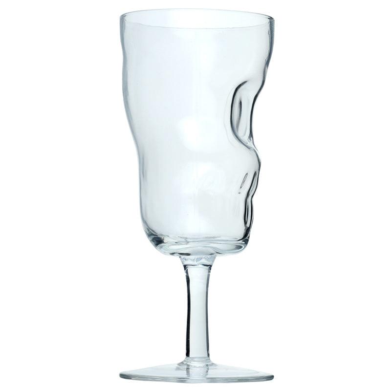 Set of 2 Glass Skull Head Shaped Wine Glasses