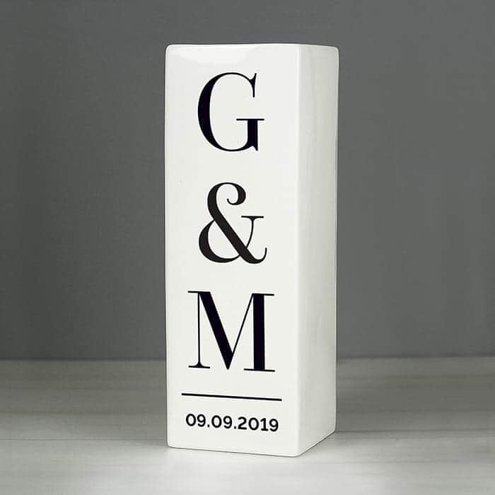 Personalised Initials Square Vase - Myhappymoments.co.uk