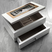 Personalised Rose Gold White Photo Frame Jewellery Chest Box - Myhappymoments.co.uk