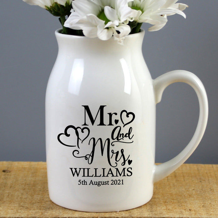 Personalised Mr & Mrs Wedding Flower Jug Vase