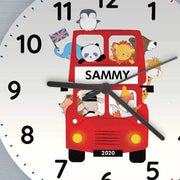 Personalised London Animal Bus Wooden Clock - Myhappymoments.co.uk