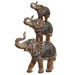 Stacked Elephant Wood Effect Figurine Feng Shui Symbol