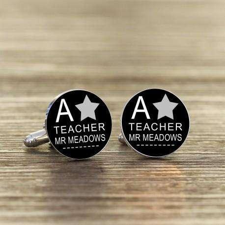 Personalised A Star Teacher Cufflinks - Myhappymoments.co.uk