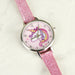 Personalised Girls Unicorn with Pink Glitter Strap Watch