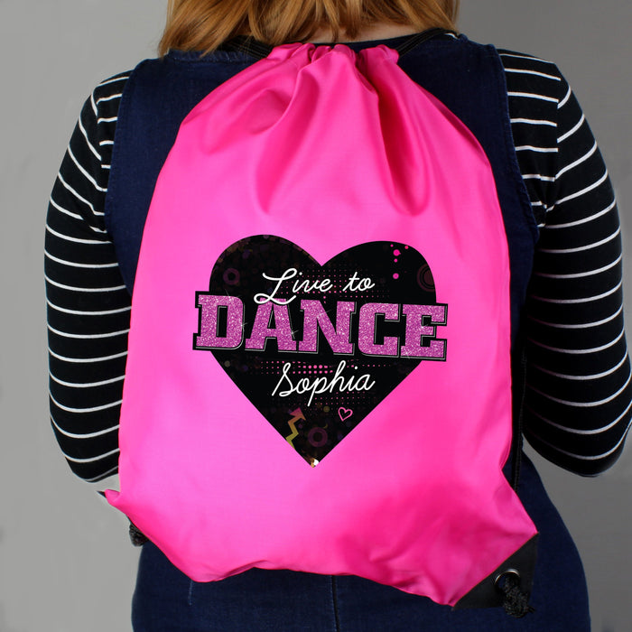 Personalised Live to Dance Pink Kit Drawstring Bag