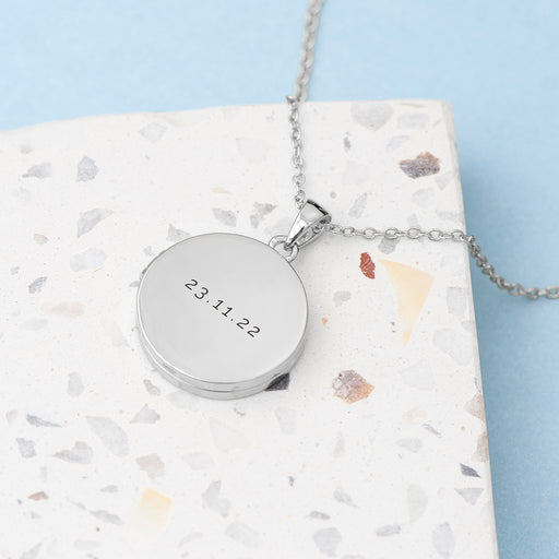 Personalised Round Photo Locket Necklace - Silver Plated