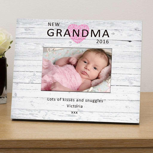 Personalised New Grandma Wood Photo Frame Available In Pink And Blue - Myhappymoments.co.uk