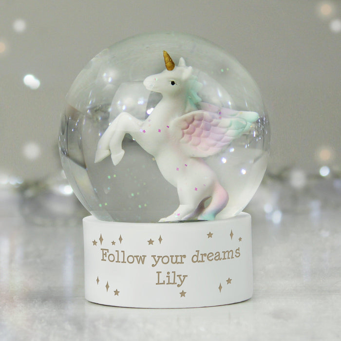 Personalised Unicorn Snow Globe - Girl’s Birthday Gift 