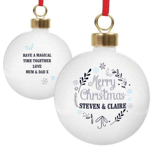 Personalised Merry Christmas Frost Bauble - Myhappymoments.co.uk