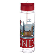 Reusable 550ml Plastic Water Bottle with Flip Straw - London Panorama