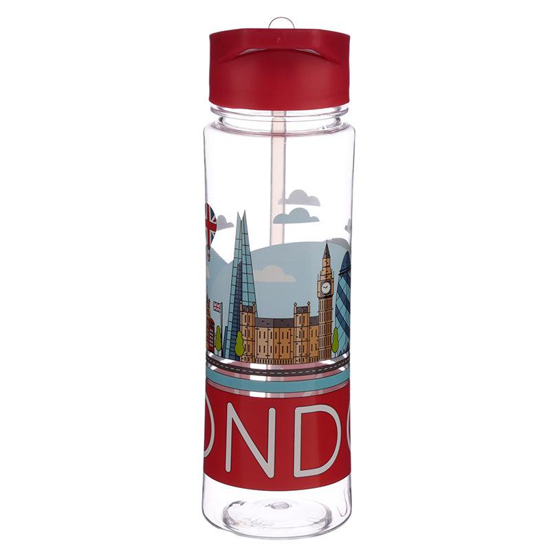 Reusable 550ml Plastic Water Bottle with Flip Straw - London Panorama
