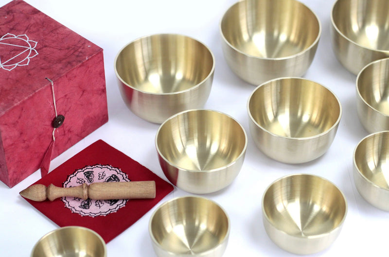 Set of 10 Chakra Singing Metal Bowls