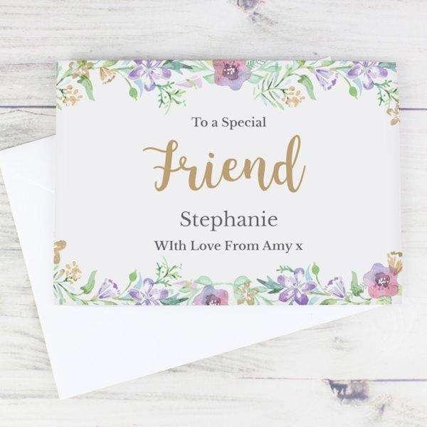 Personalised Gold Floral Watercolour Card - Myhappymoments.co.uk