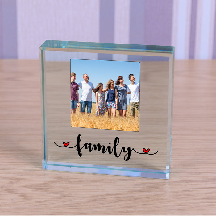 Family Photo Glass Token Keepsake Paperweight Gift