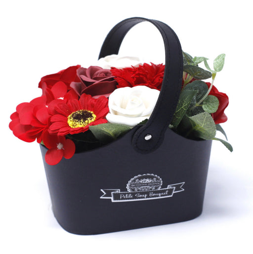 Soap Flower Bouquet Petite Basket - Rich Reds