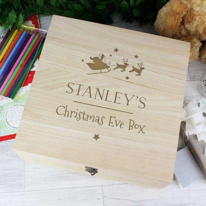 Personalised Large Wooden Christmas Eve Box - Myhappymoments.co.uk