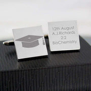 Personalised Mortar Board Graduation Cufflinks - Myhappymoments.co.uk