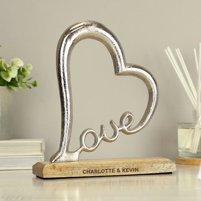 Personalised Love Heart Standing Ornament