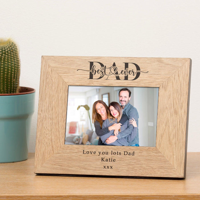 Engraved Best Ever Dad / Daddy Wooden Photo Frame