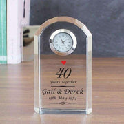 Personalised Ruby 40th Wedding Anniversary Crystal Clock Gift