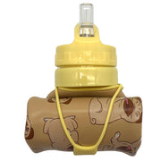 Mopps Pug Reusable Foldable Silicone Flip Straw Water Bottle 600ml