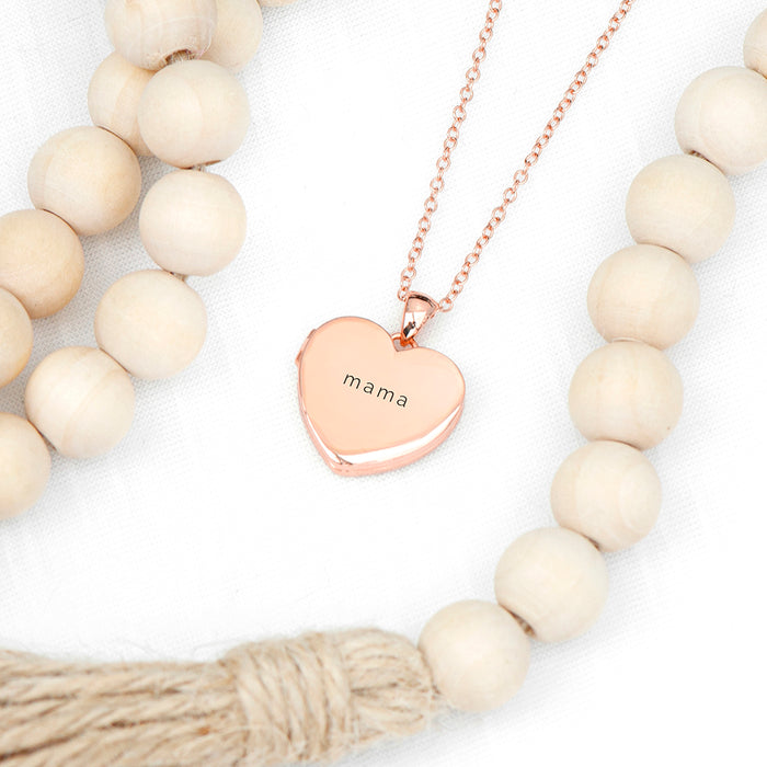 Personalised Heart Photo Locket Necklace - Rose Gold Plated