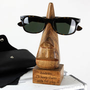 Engraved Men’s Glasses Wooden Nose Shaped Stand