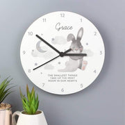 Personalised Baby Bunny White Wooden Clock - Myhappymoments.co.uk