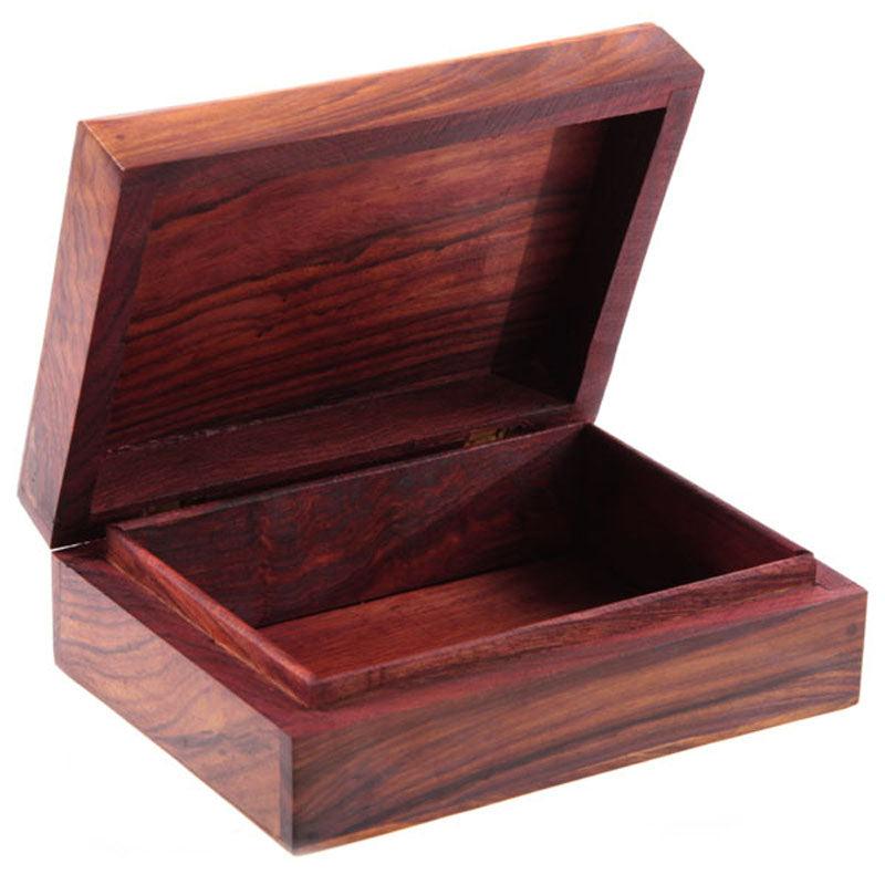 Sheesham Wood Trinket Box with Pentagram Inlay 17.5cm