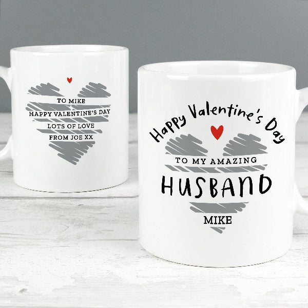 Personalised Happy Valentine's Day Husband Mug
