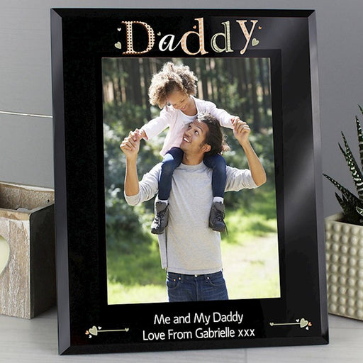 Personalised Daddy Black Glass Photo Frame 5x7 - Myhappymoments.co.uk