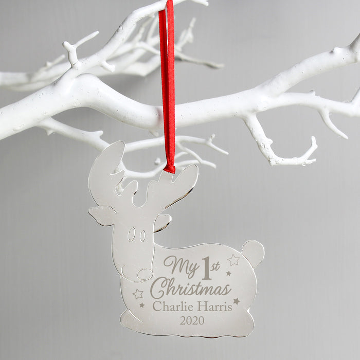 Personalised My 1st Christmas Reindeer Metal Decoration