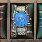 Personalised Men's Architect Motivator Watch In Blue With Silver Mesh Strap