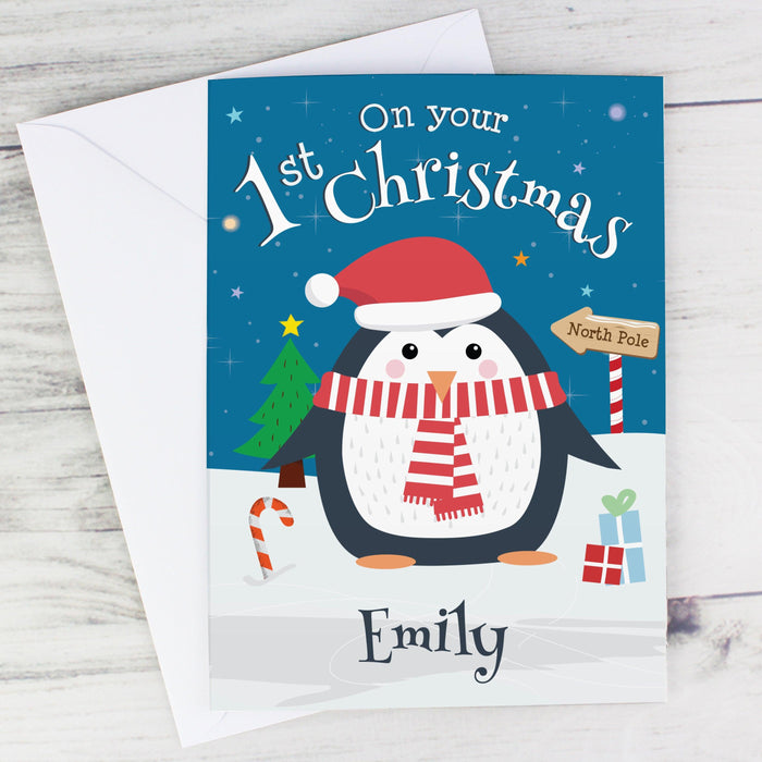Personalised 1st Christmas Penguin Card
