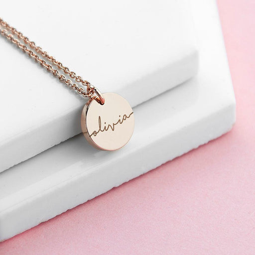 Personalised Rose Gold Disc Necklace 
