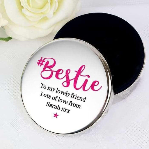 Personalised #Bestie Round Trinket Box - Myhappymoments.co.uk