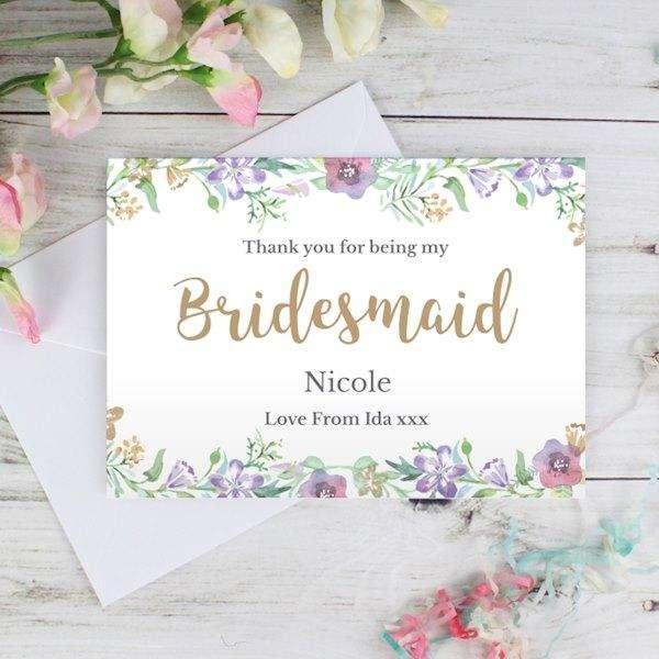 Personalised Thank You For Being My Bridesmaid Card - Myhappymoments.co.uk