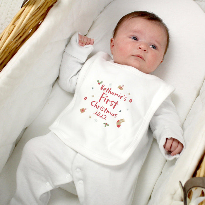 Personalised Baby Bib - First Christmas